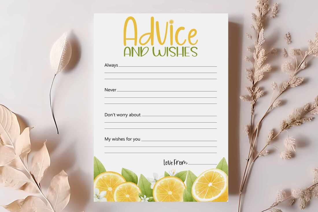 Lemon Advice for the Bride game cards lying on a table