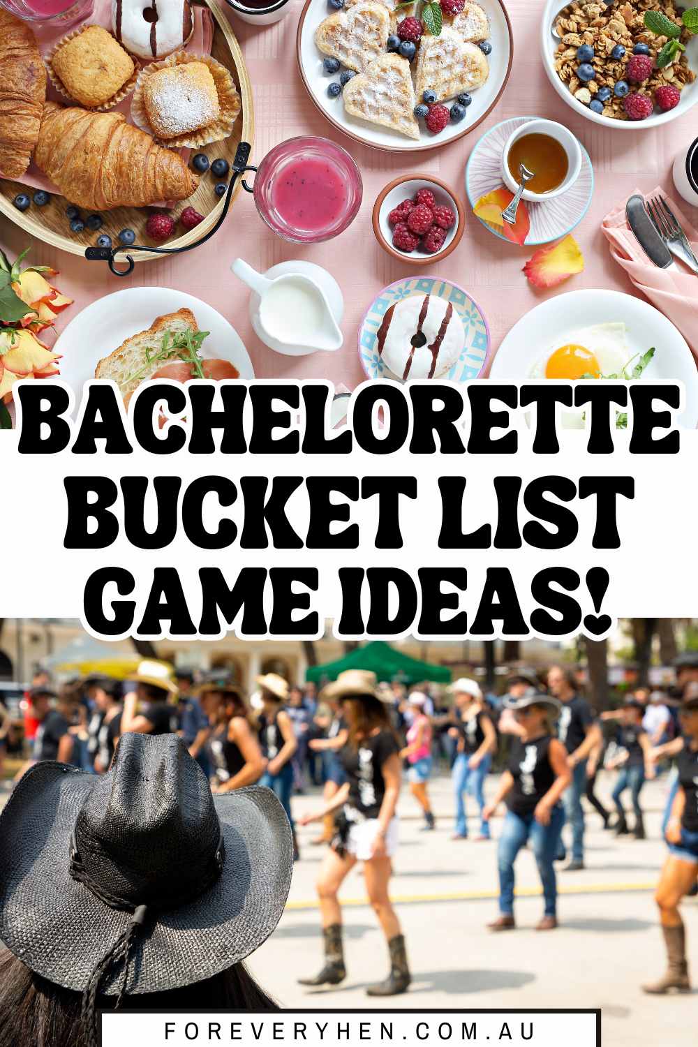 Image of a tin that has 'my bucket list' stuck to the front. It is filled with small rectangles of paper. Text overlay: Ultimate list of hen party bucket list game ideas!