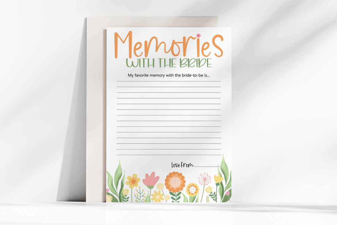 3 'Memories' Bridal Shower Game cards lying on a bamboo plate