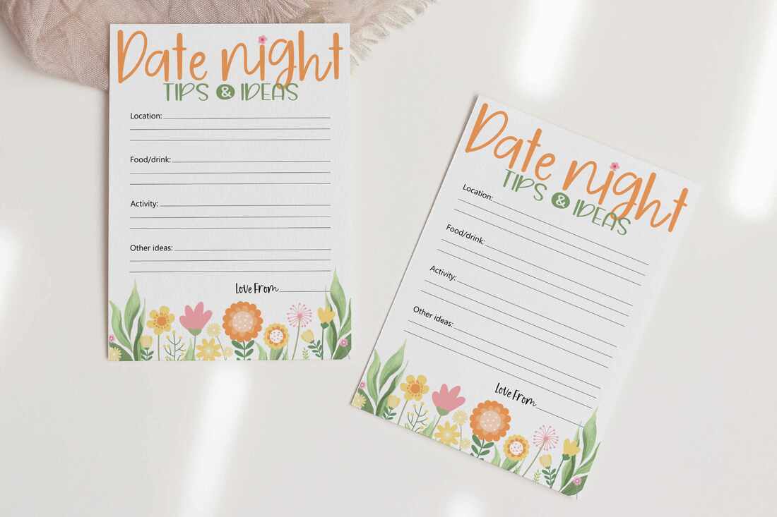 Spring themed date night ideas card