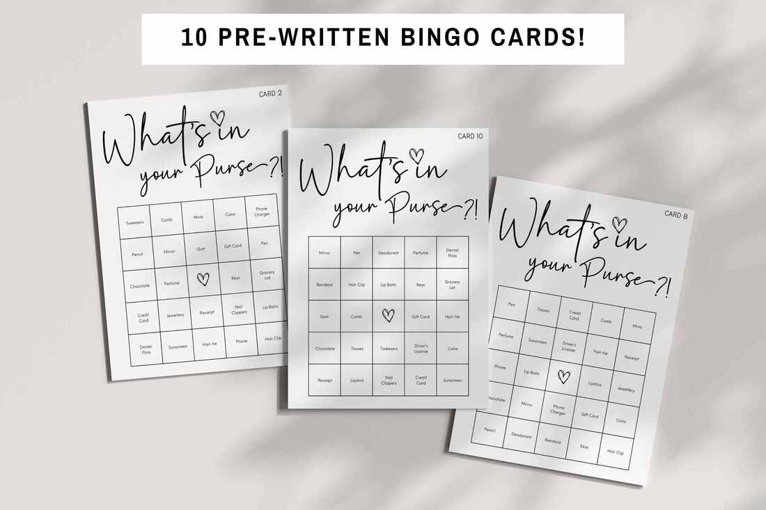 Dreamy Themed What's In Your Purse Bingo Set - 10 Pack