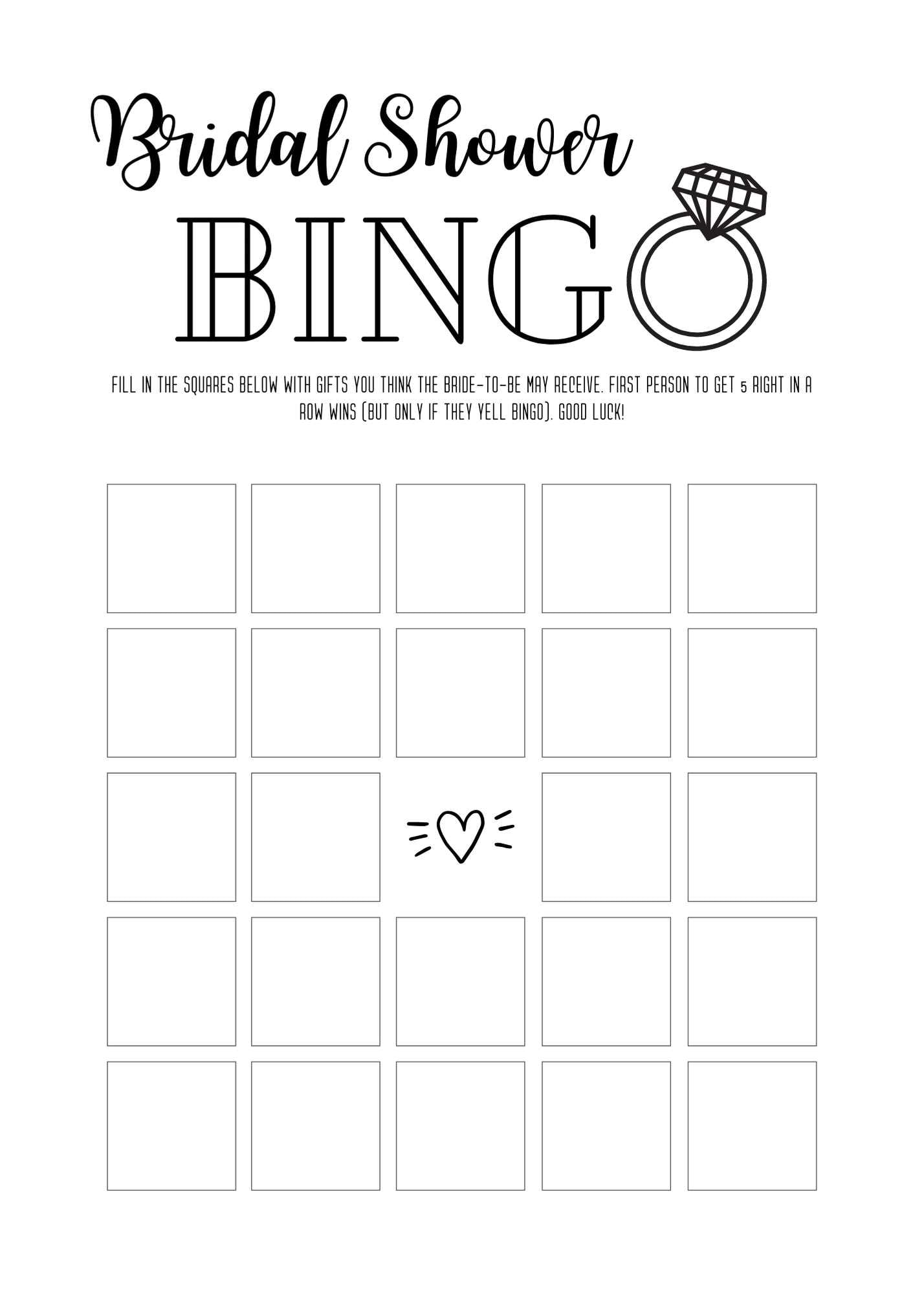 Bridal Shower Bingo Printable How To Play Bridal Shower Bingo